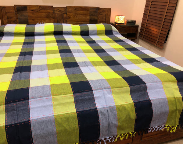 Butter Cream & Grey Bed Cover