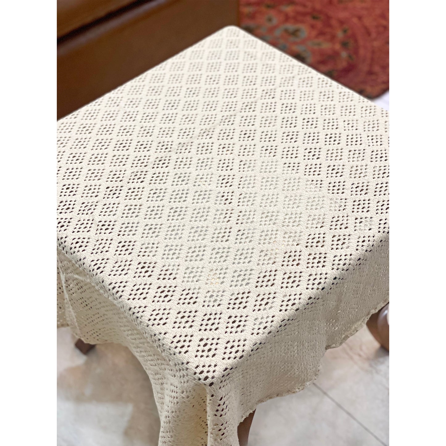 Cream Crochet Table Cloth