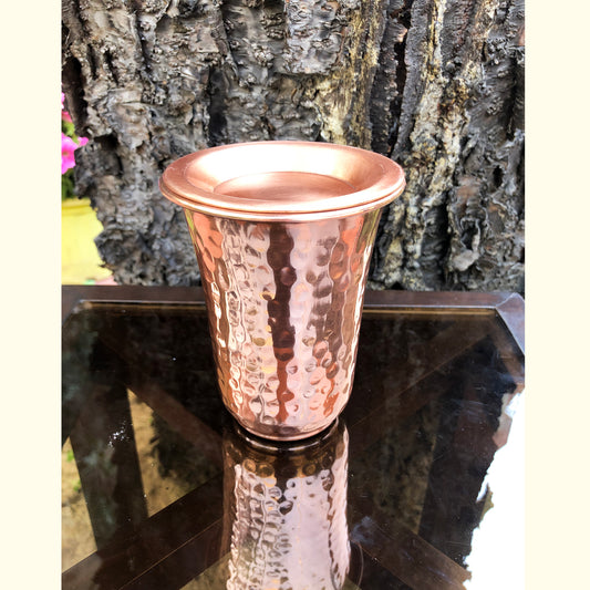 Hammered Copper Glass With Lid