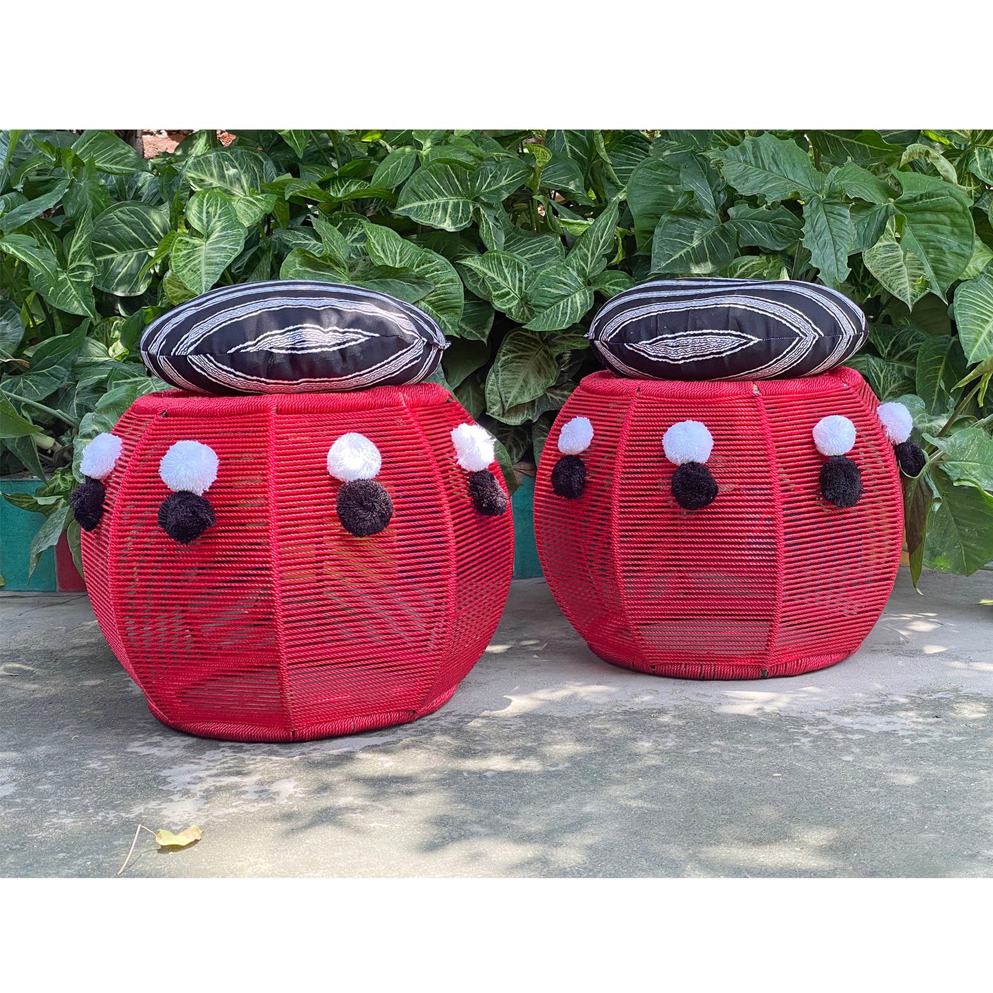 red-pouffe-for-balcony-seating
