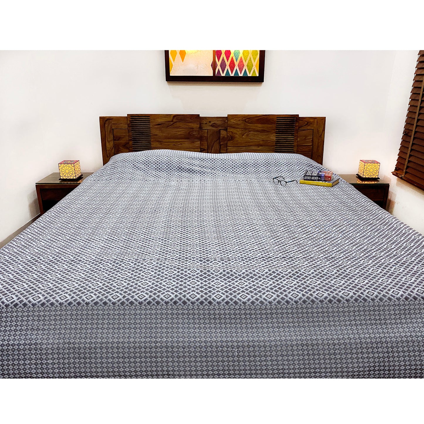 Reversible Intricate Handloom Bed Cover