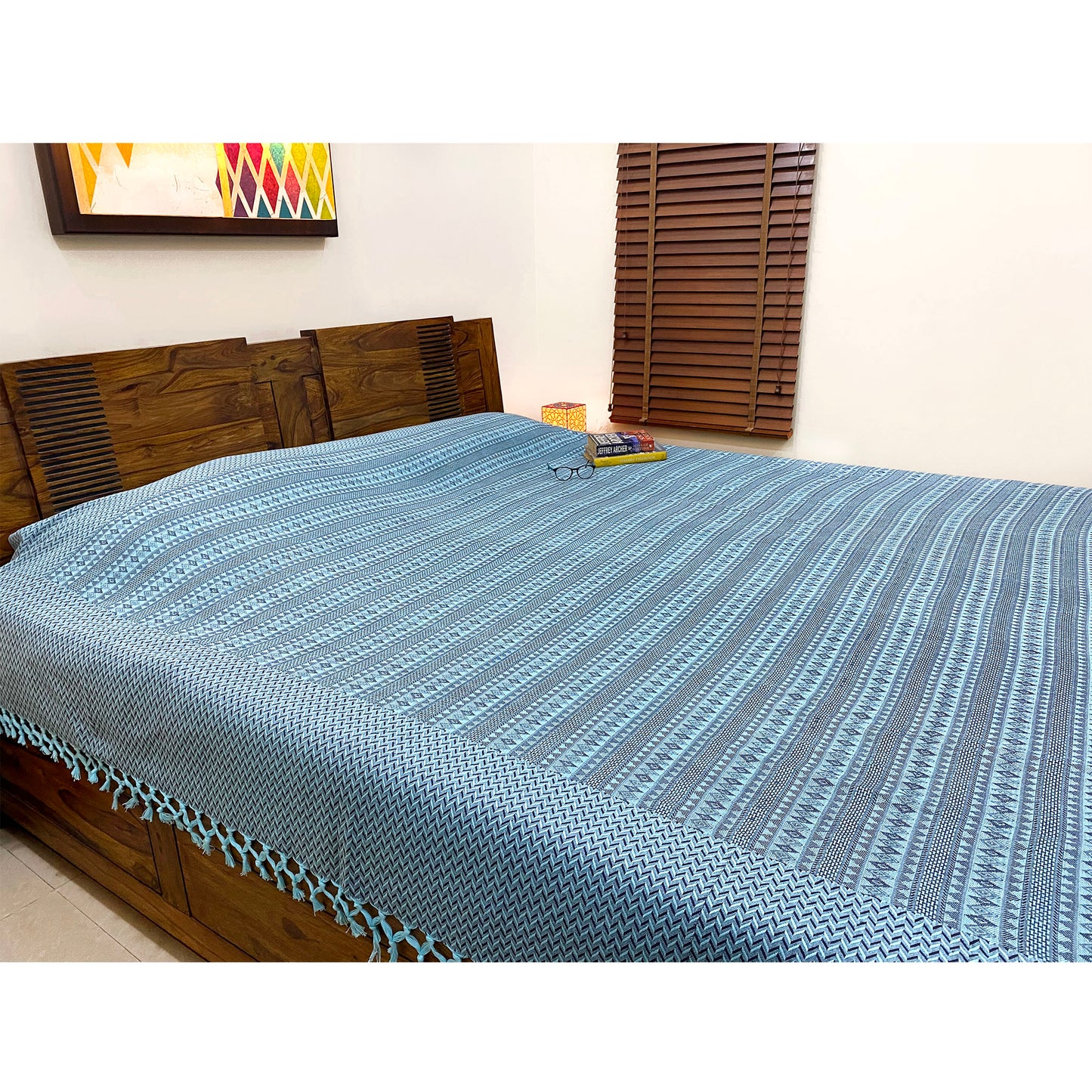 Intricately Woven Handloom Bed  Cover