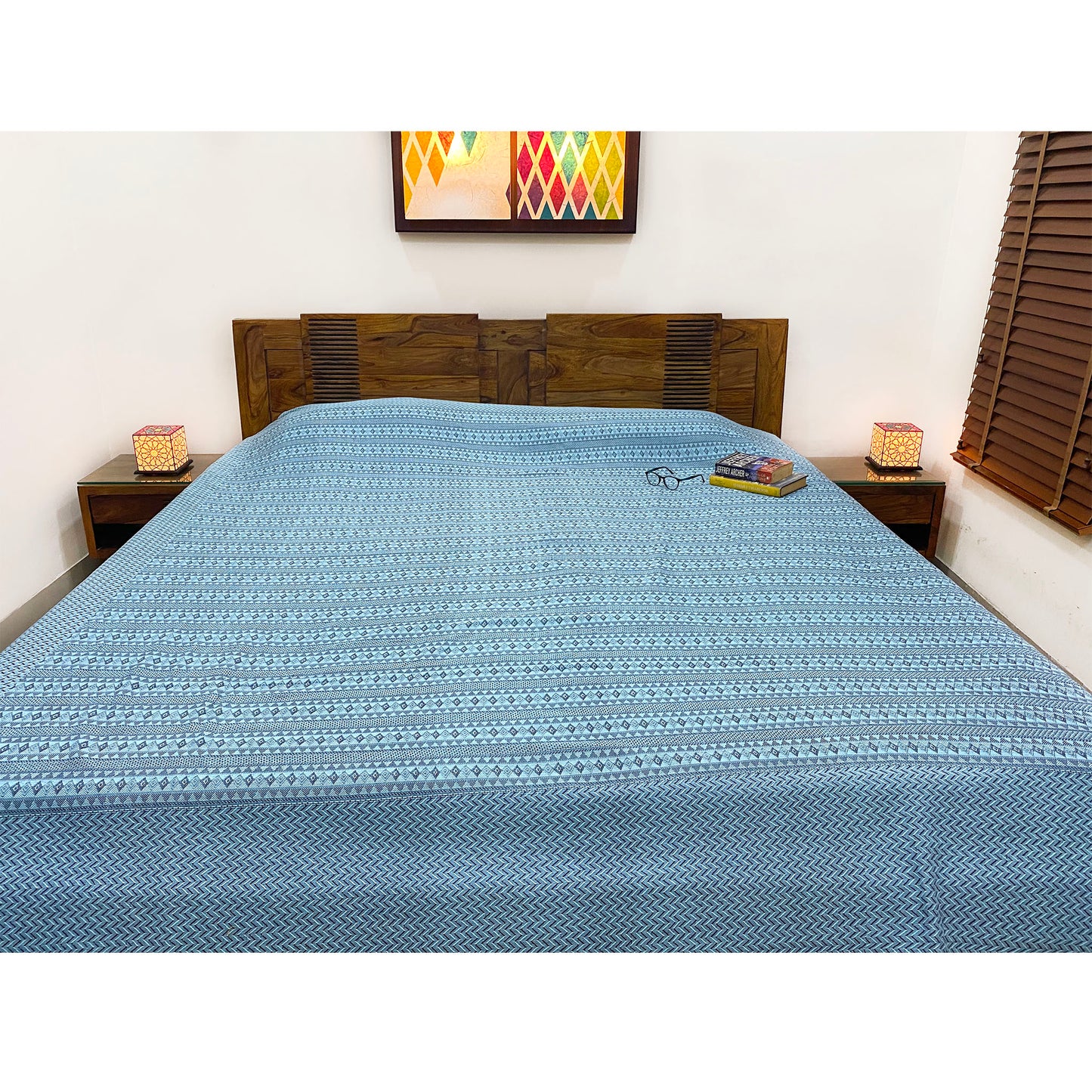 Intricately Woven Handloom Bed  Cover