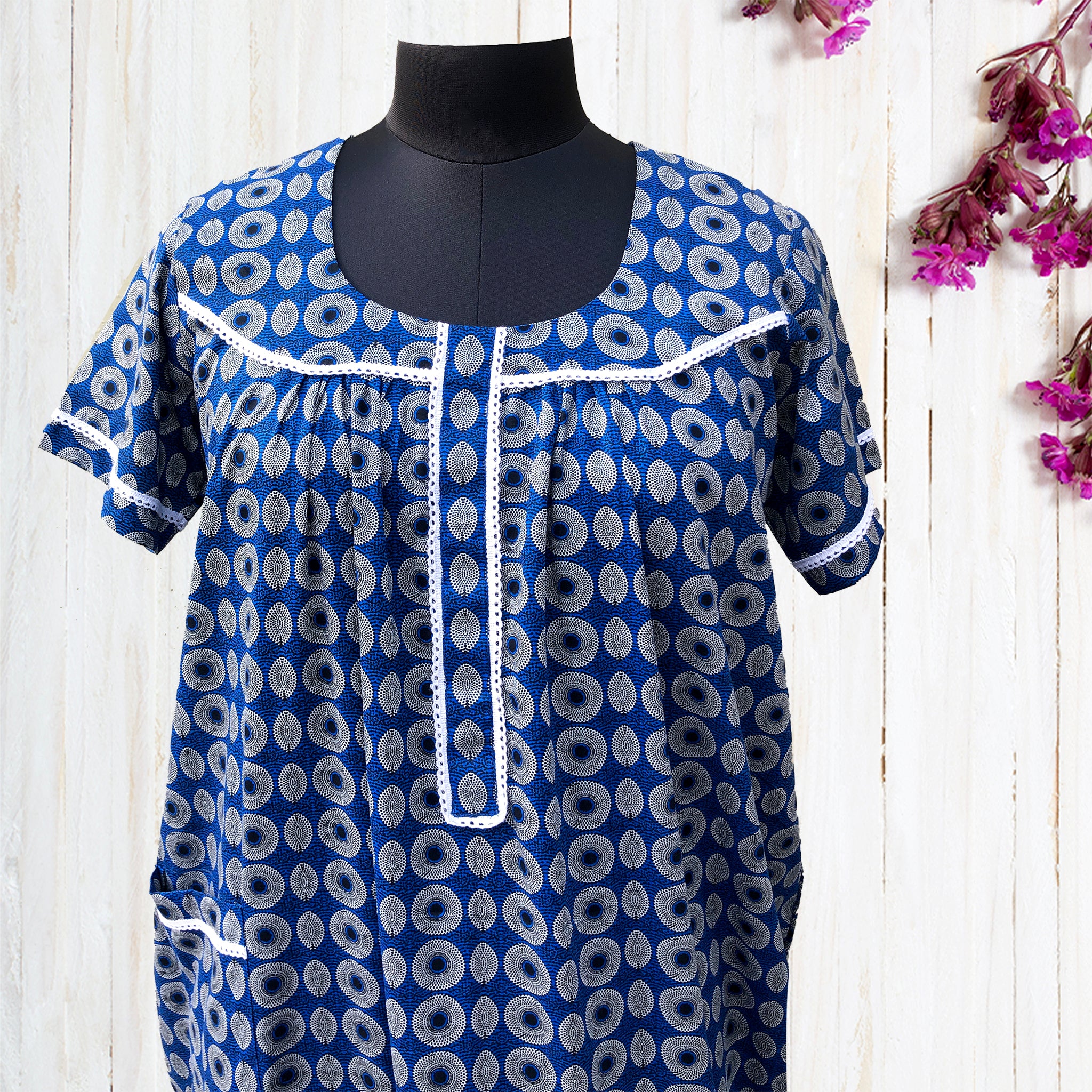 Women Floral Printed Cotton Night Gown | Free Size | purble.in