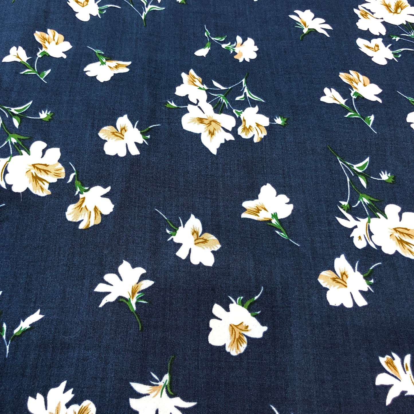 Navy Blue Floral Cotton Fabric
