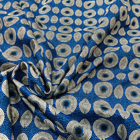 Trippy Blue Circular Print Fabric