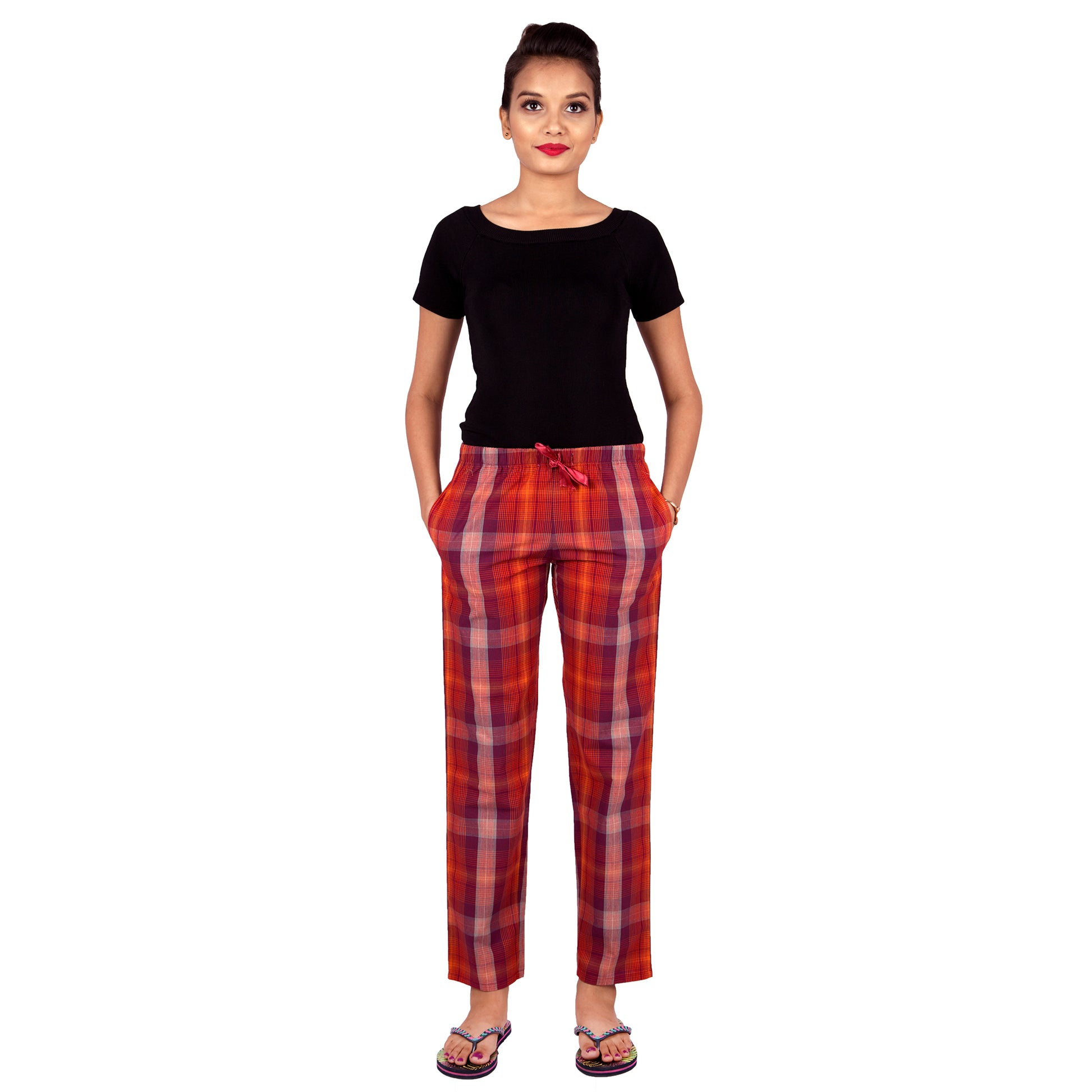 checkered-cotton-pyjamas-with-pockets--for-women-and-girls