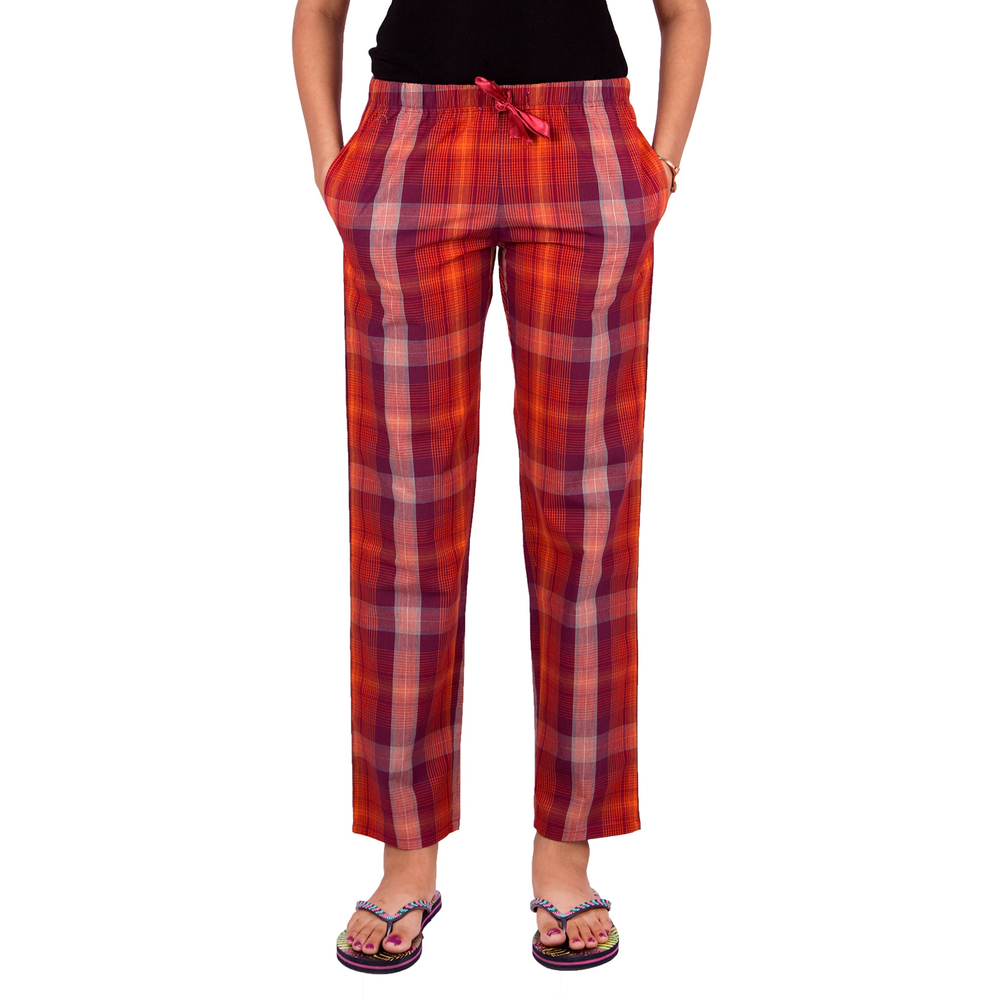 red-check-print-women's-pajamas-online