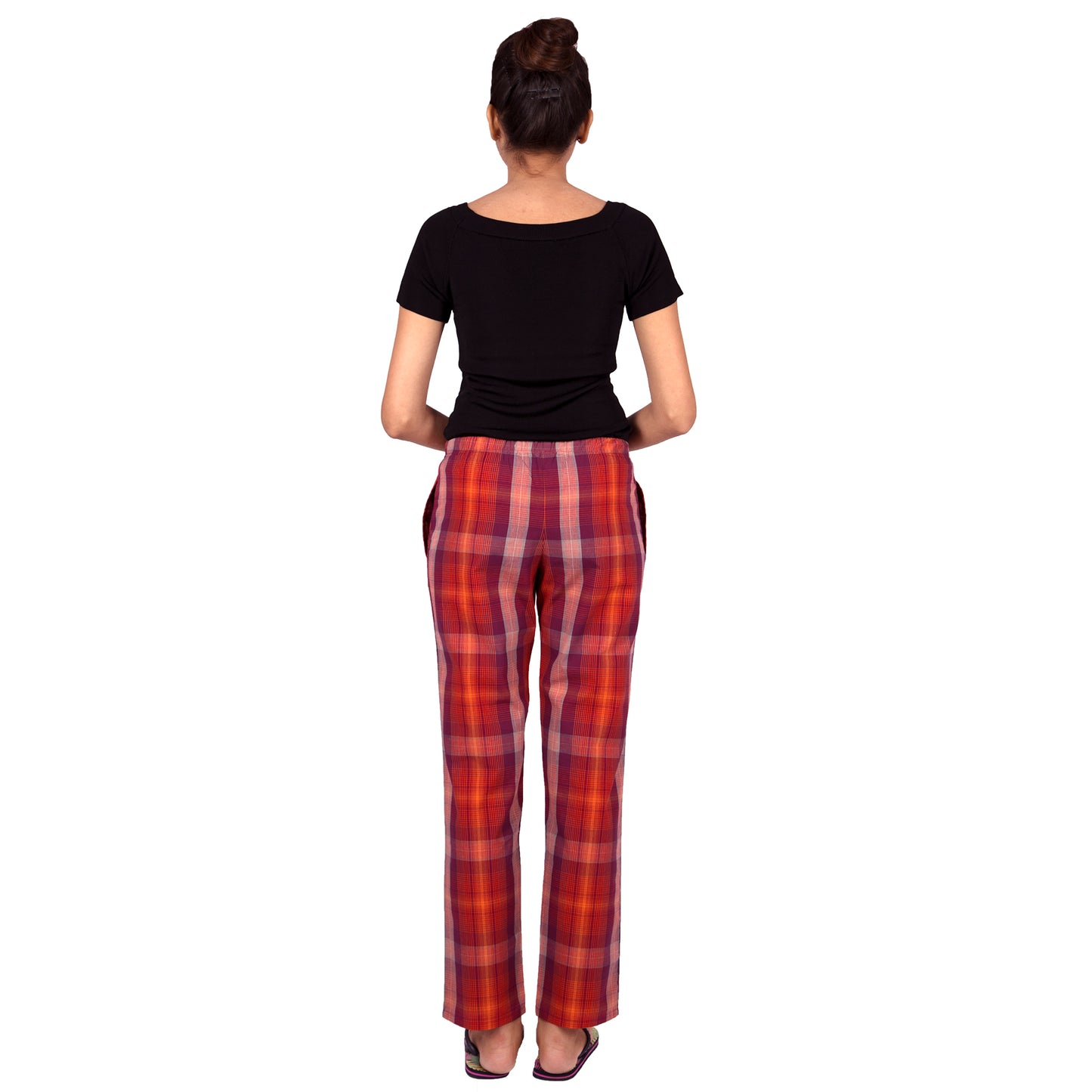 maroon-checks-cotton-womens-pajama-pants-with-pocket