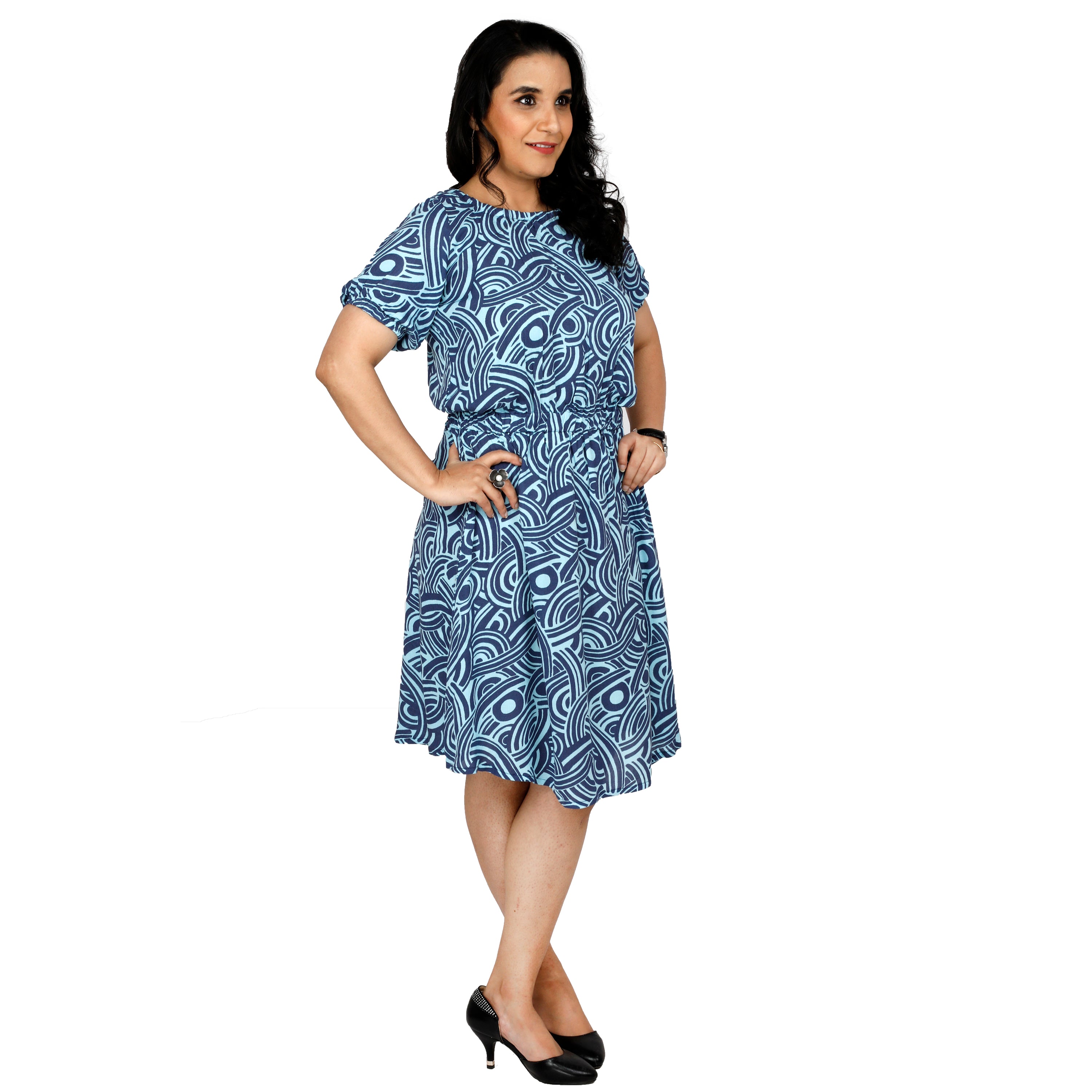 Buy Women Brown Print Knee Length Casual Dress Online - 511233 | Van Heusen