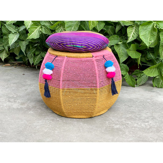 Pink Salt Luxe Cushy Pouffe(Single Piece)