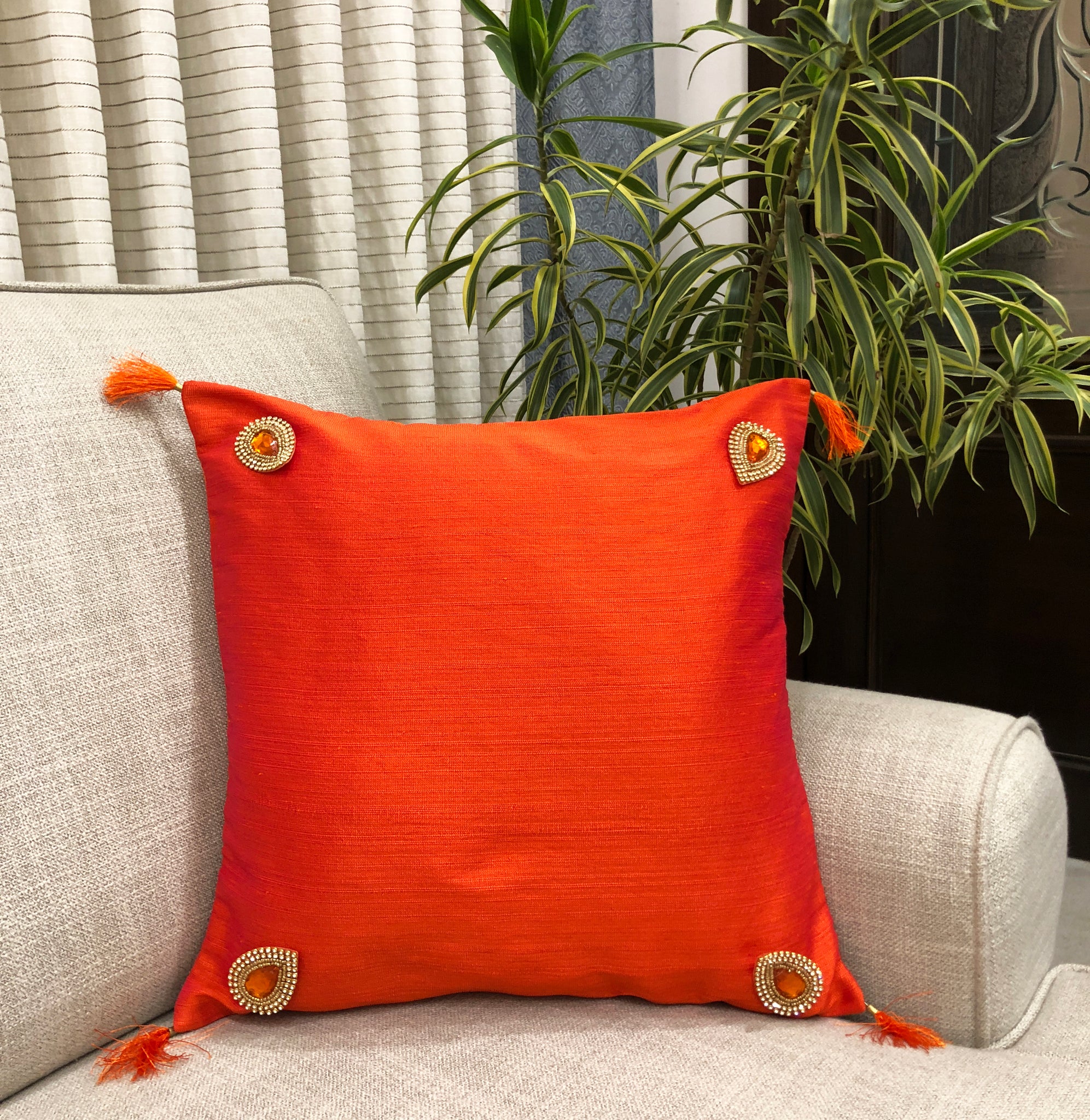 Orange Candy Silk Festive Cushion Cover