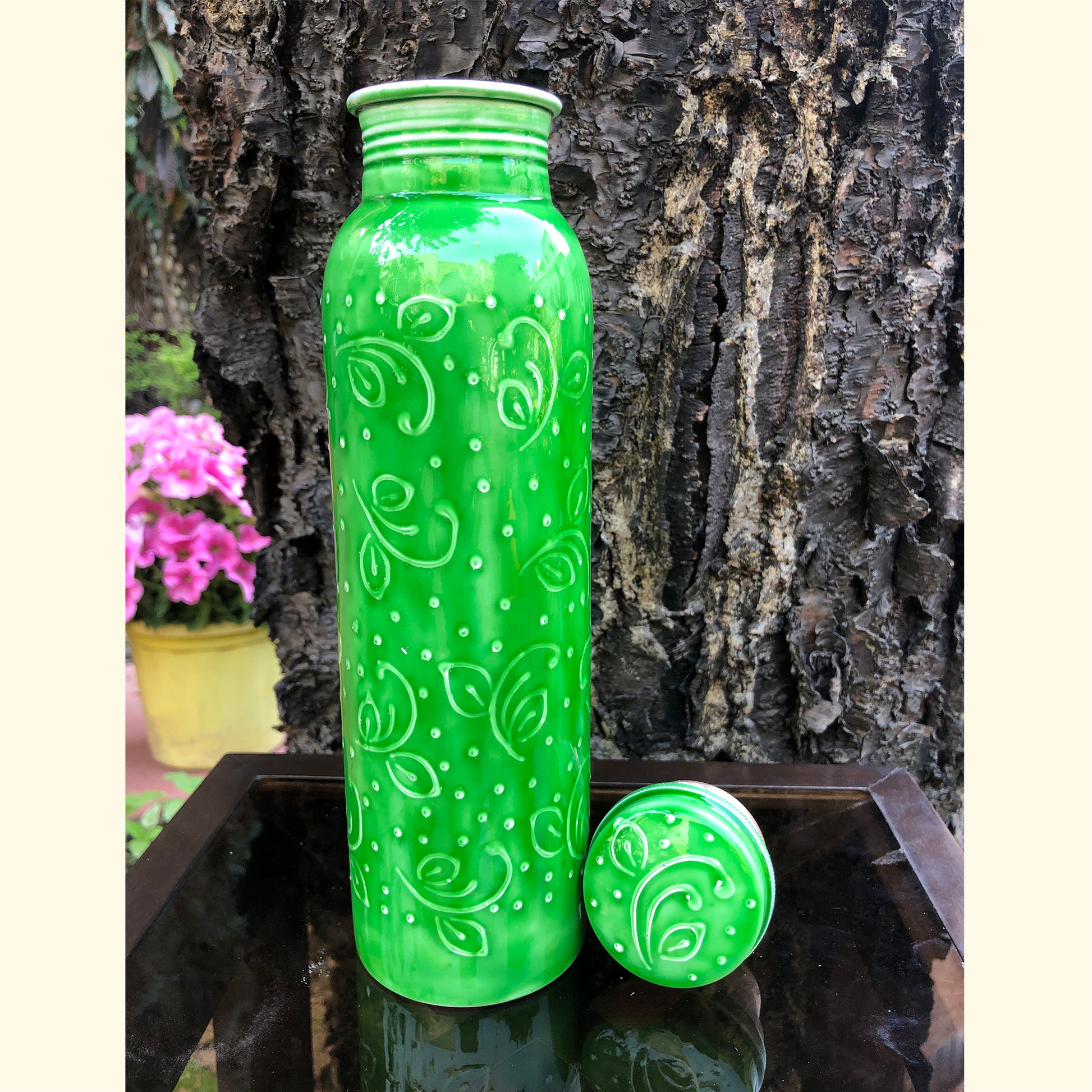 green coloured copper bottles online in unique designs