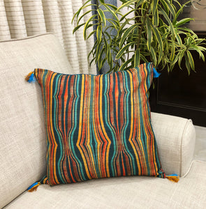Transverse Stripes Tussar Silk Cushion Cover