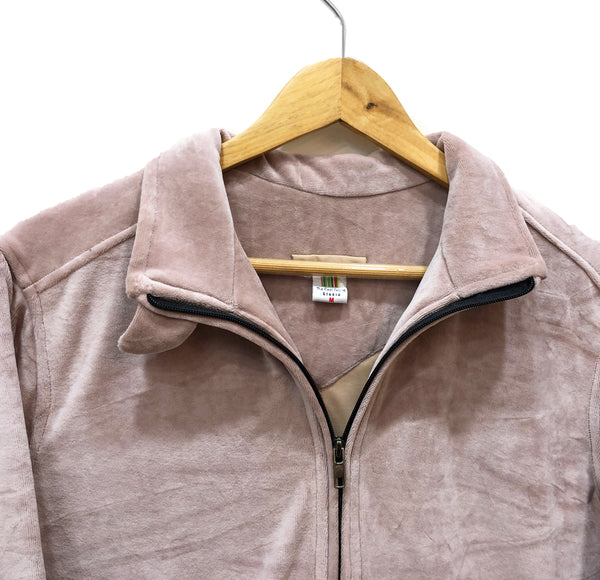 online-salmon-pink-front-open-velour-jackets-for-women