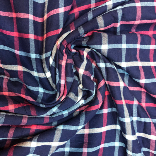 cotton check print in blue and pink online