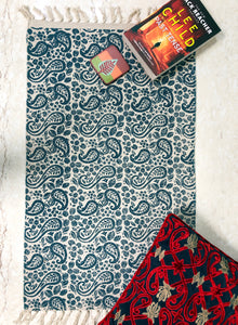 blue paisley print small rug online