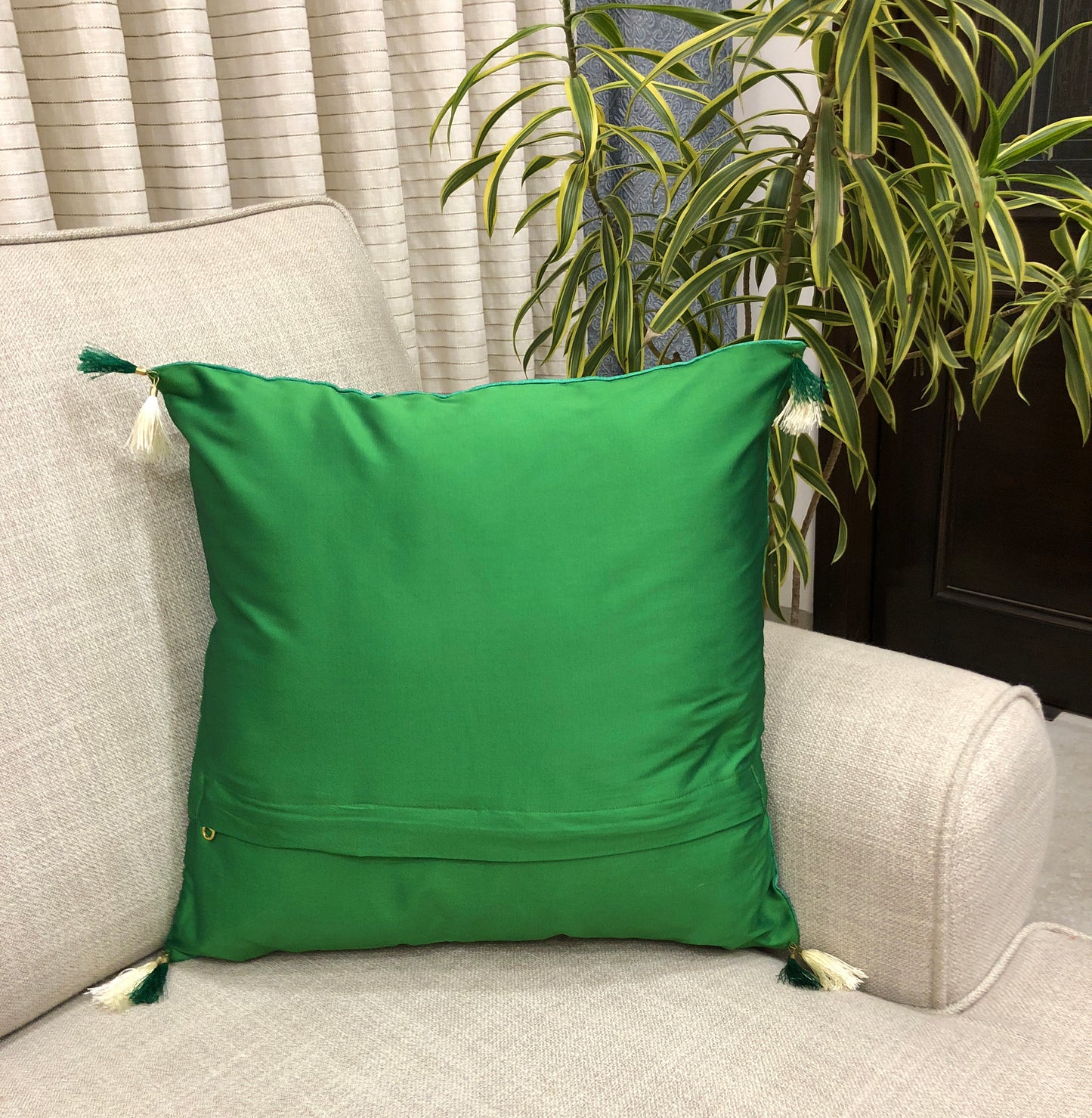 Nature Green Silk Cushion Cover