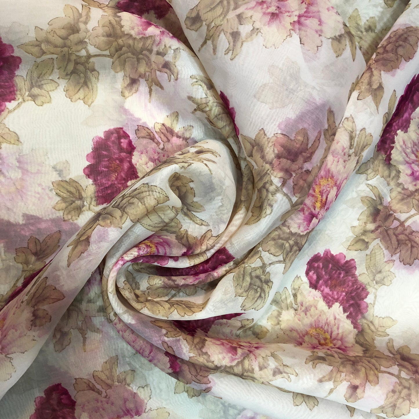 Summer Floral Organza Tissue Silk Fabric