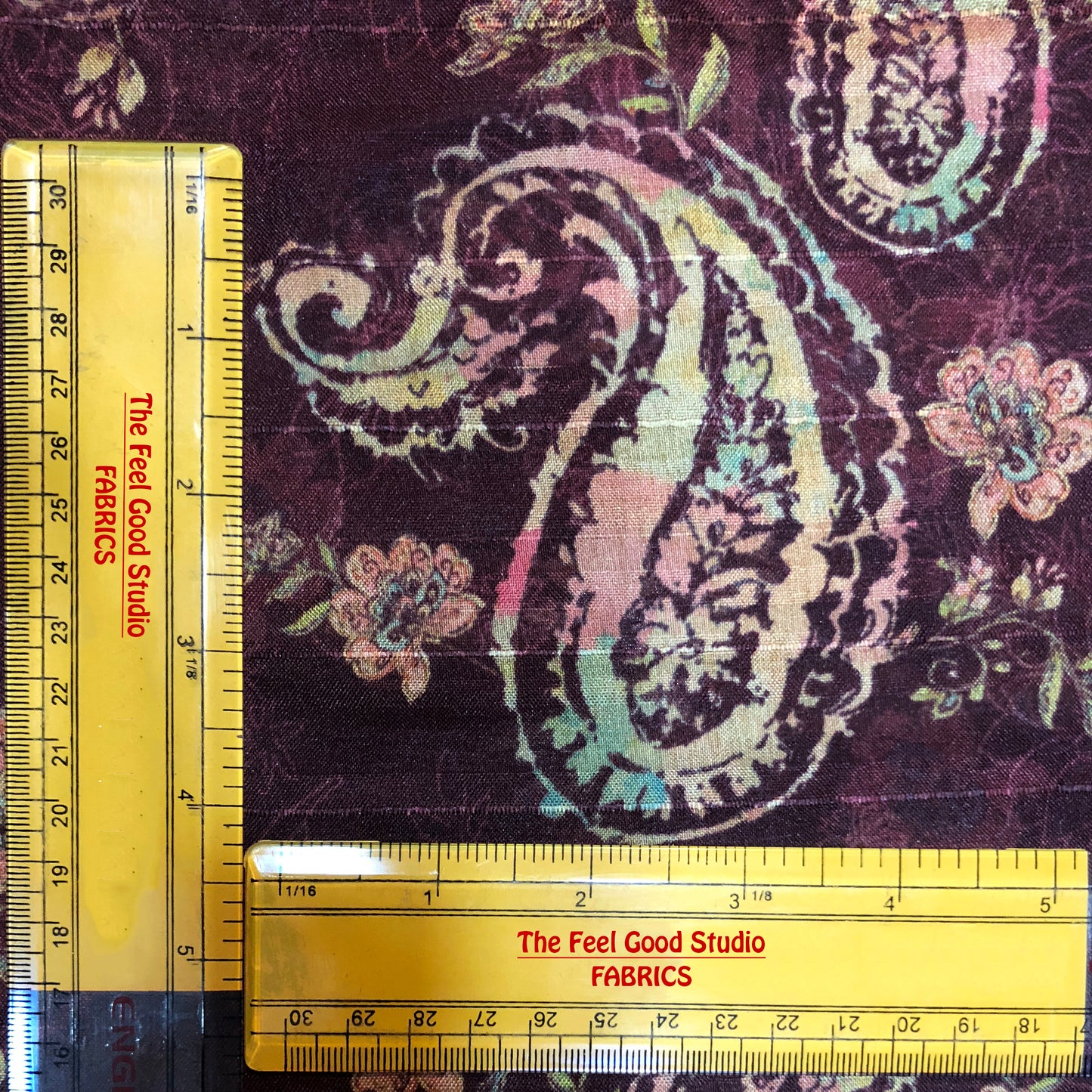 Paisley Print On Purple Tussar Fabric