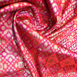 brocade-fabric-online-in-ornage-and-magenta-colour
