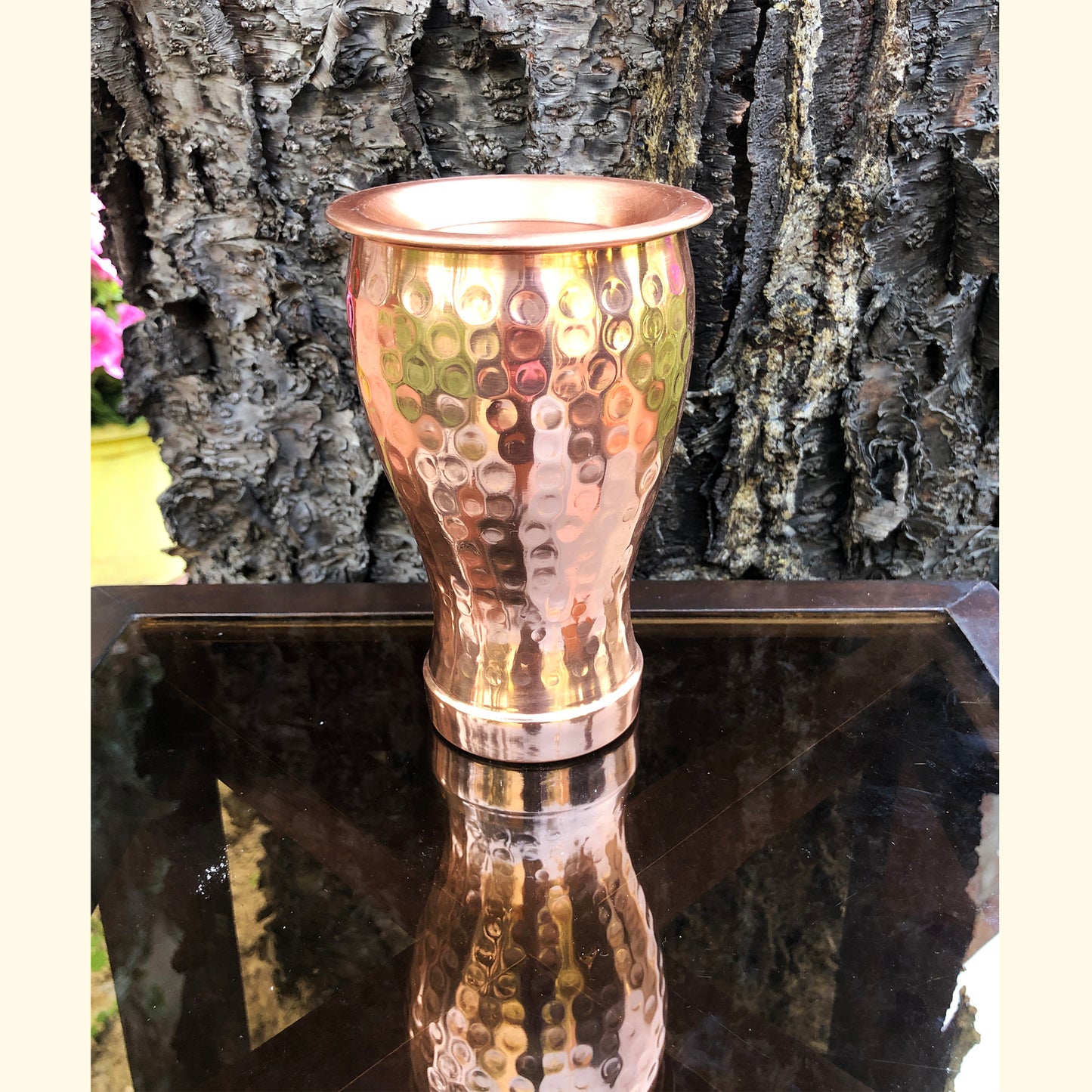 Hammered Copper Tumbler With Lid