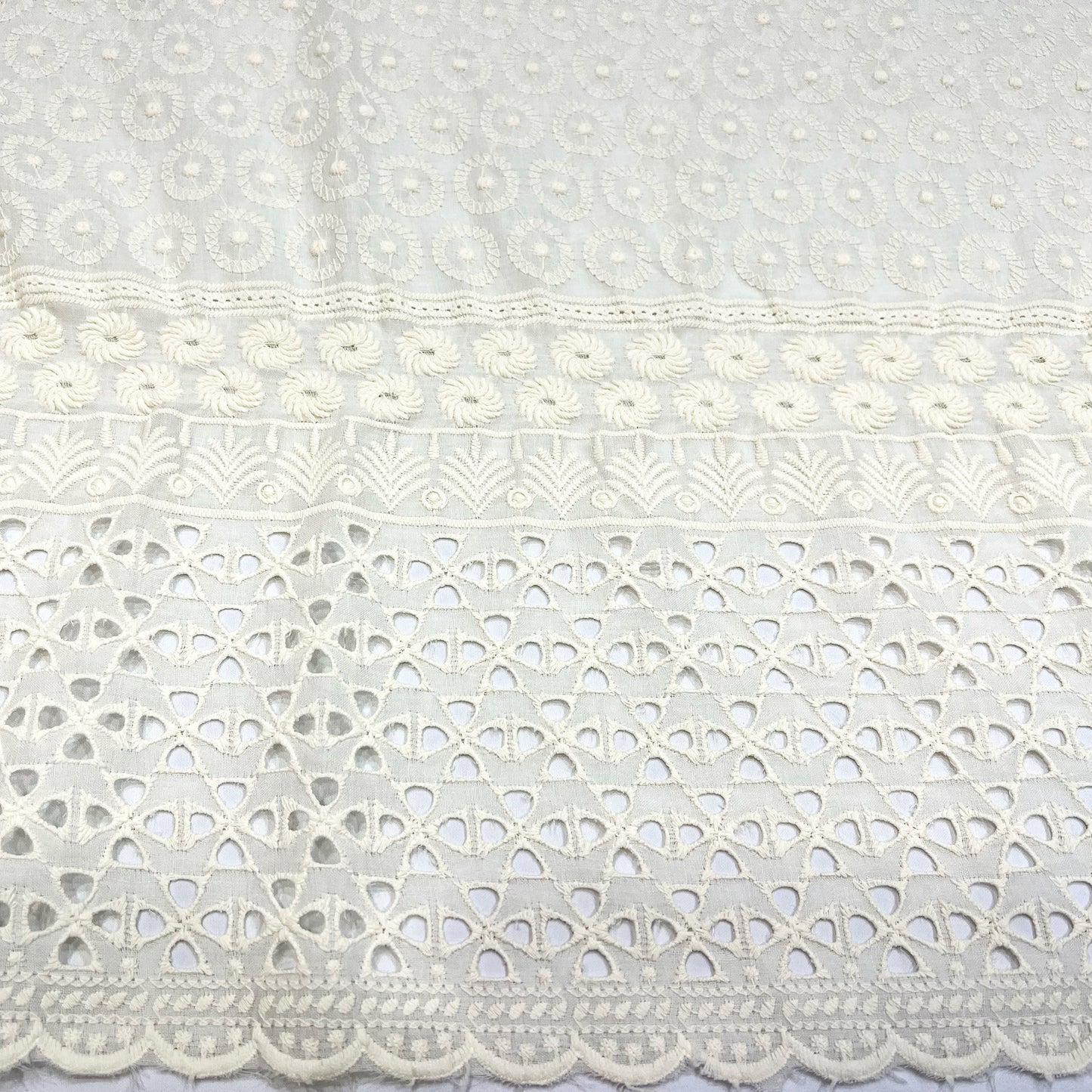 Ivory White Hakoba Eyelet Fabric