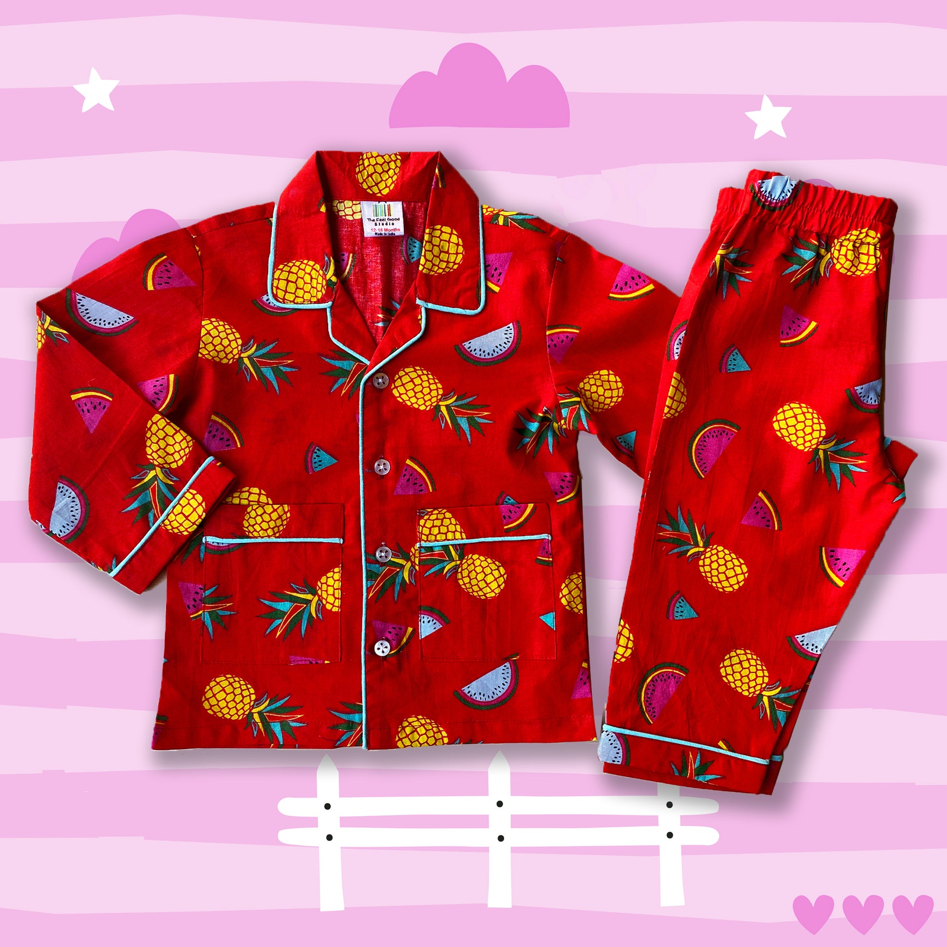 pineapple-print-red-nightsuit-for-girls