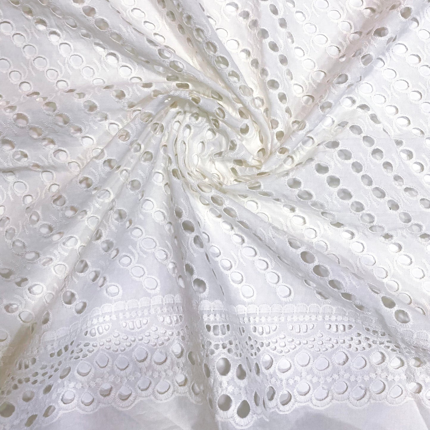 White Dyeable Hakoba Schiflli  Fabric